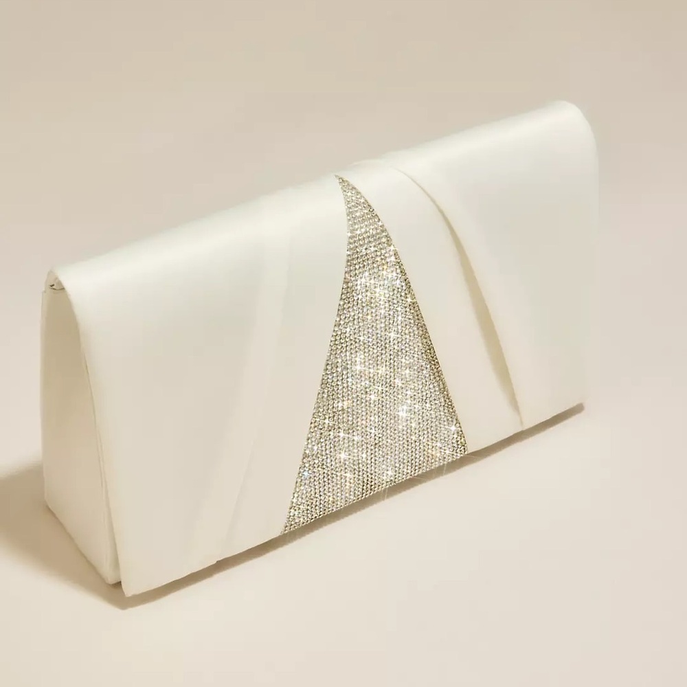 Satin And Crystal Foldover Clutch
